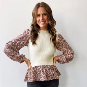 THML Peplum Two-fer Top Size Small, NWT